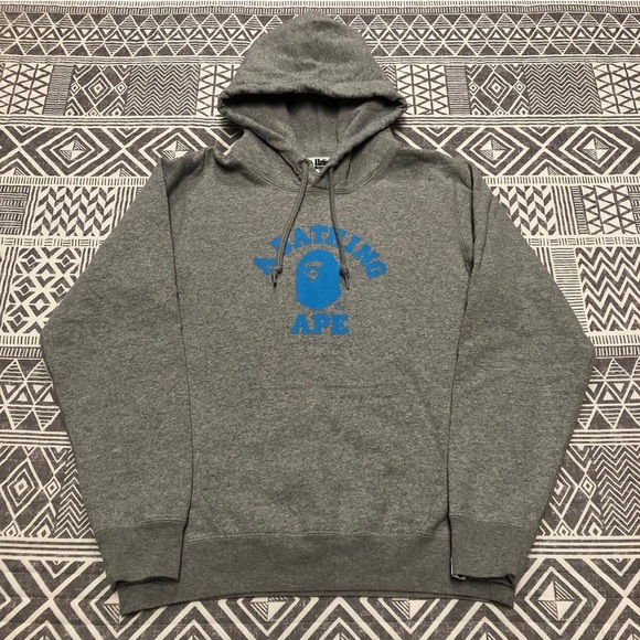 A Bathing Ape Bape College Logo Pullover Hoodie Size Small